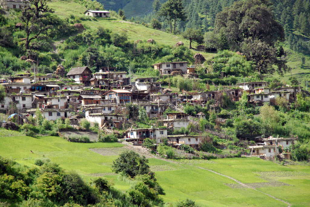 Pina village on a hillside in Mugu District, Nepal